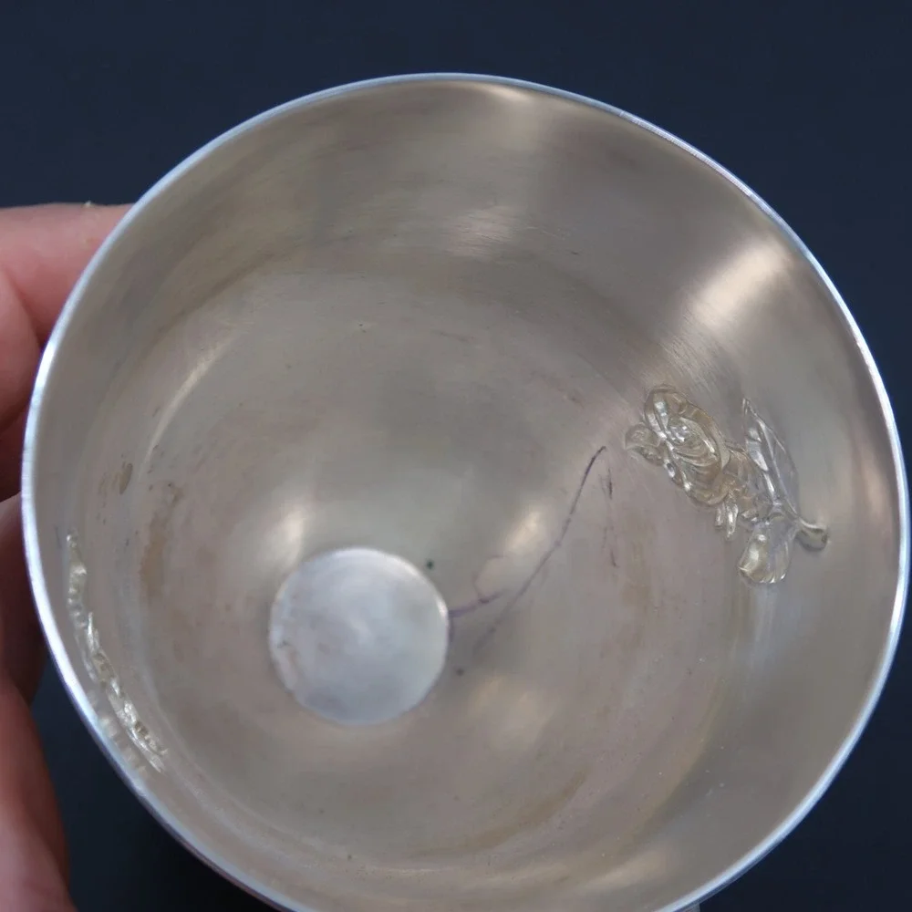 International Silver Co Goblet Silver Plate with a Rose and matching Spoon